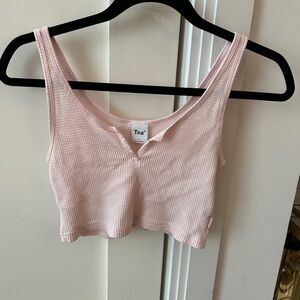 SOLD Aritzia TNA Light Pink Waffle Notch Cropped Tank